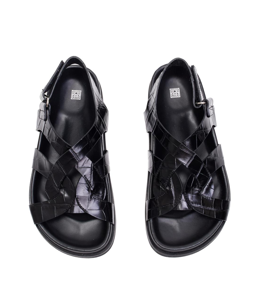 TOTEME Черные кожаные шлепанцы, фото 6