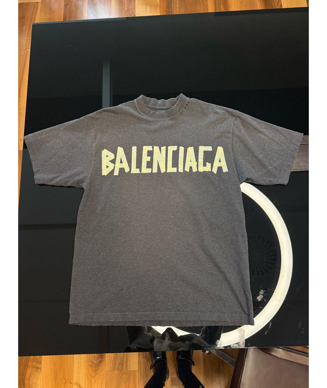 BALENCIAGA Антрацитовая хлопковая футболка, фото 6