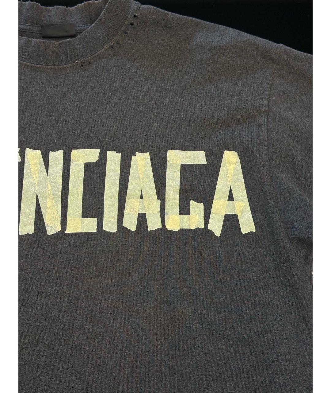 BALENCIAGA Антрацитовая хлопковая футболка, фото 4