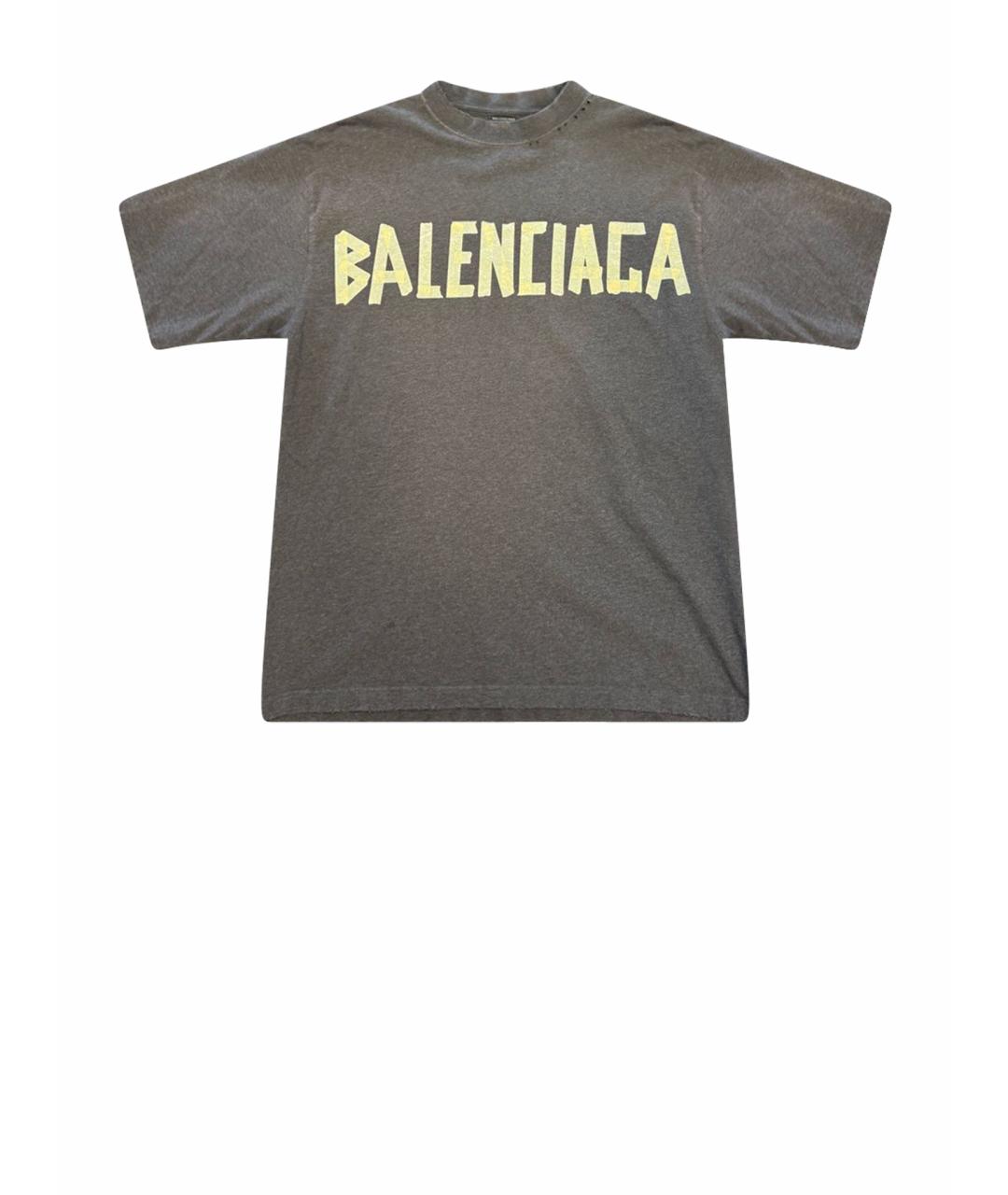 BALENCIAGA Антрацитовая хлопковая футболка, фото 1