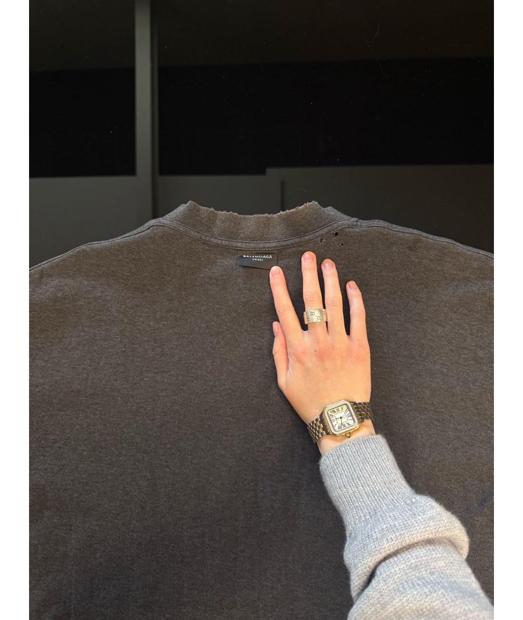 BALENCIAGA Антрацитовая хлопковая футболка, фото 3