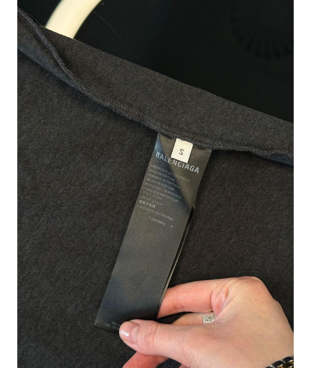 BALENCIAGA Антрацитовая хлопковая футболка, фото 5