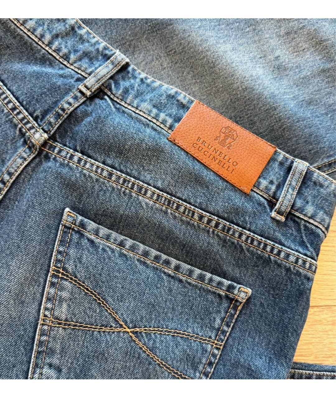 BRUNELLO CUCINELLI Синие прямые джинсы, фото 6