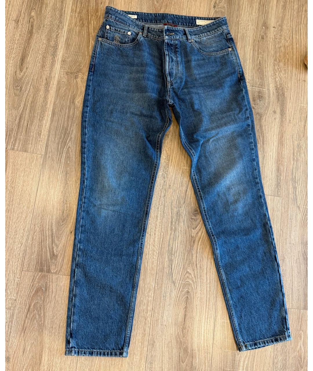 BRUNELLO CUCINELLI Синие прямые джинсы, фото 2