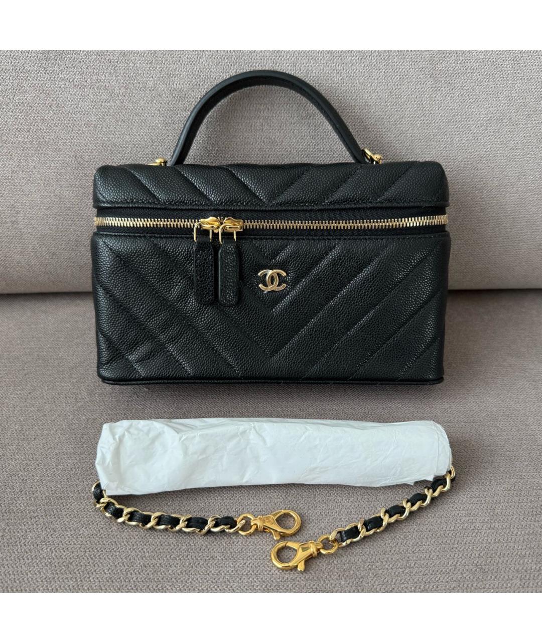 CHANEL Черная кожаная сумка через плечо, фото 7