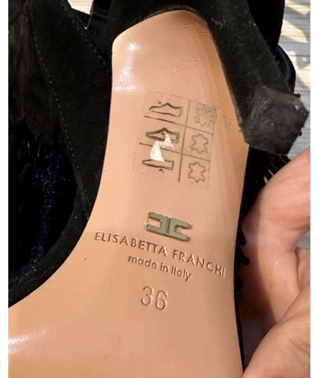 ELISABETTA FRANCHI Черные замшевые босоножки, фото 2