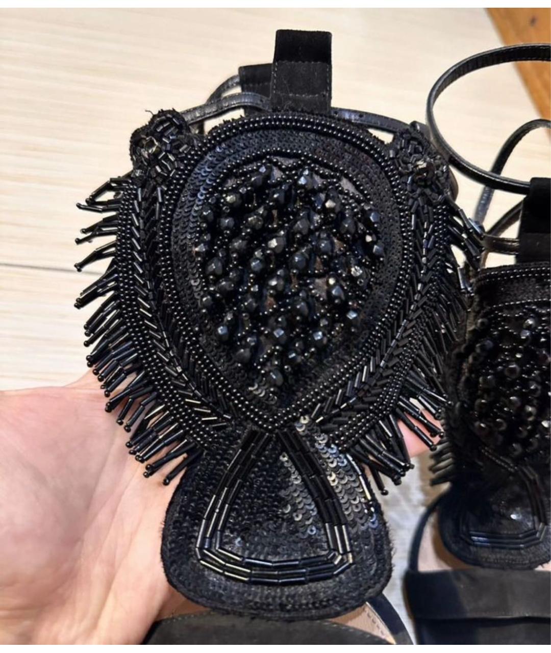 ELISABETTA FRANCHI Черные замшевые босоножки, фото 3