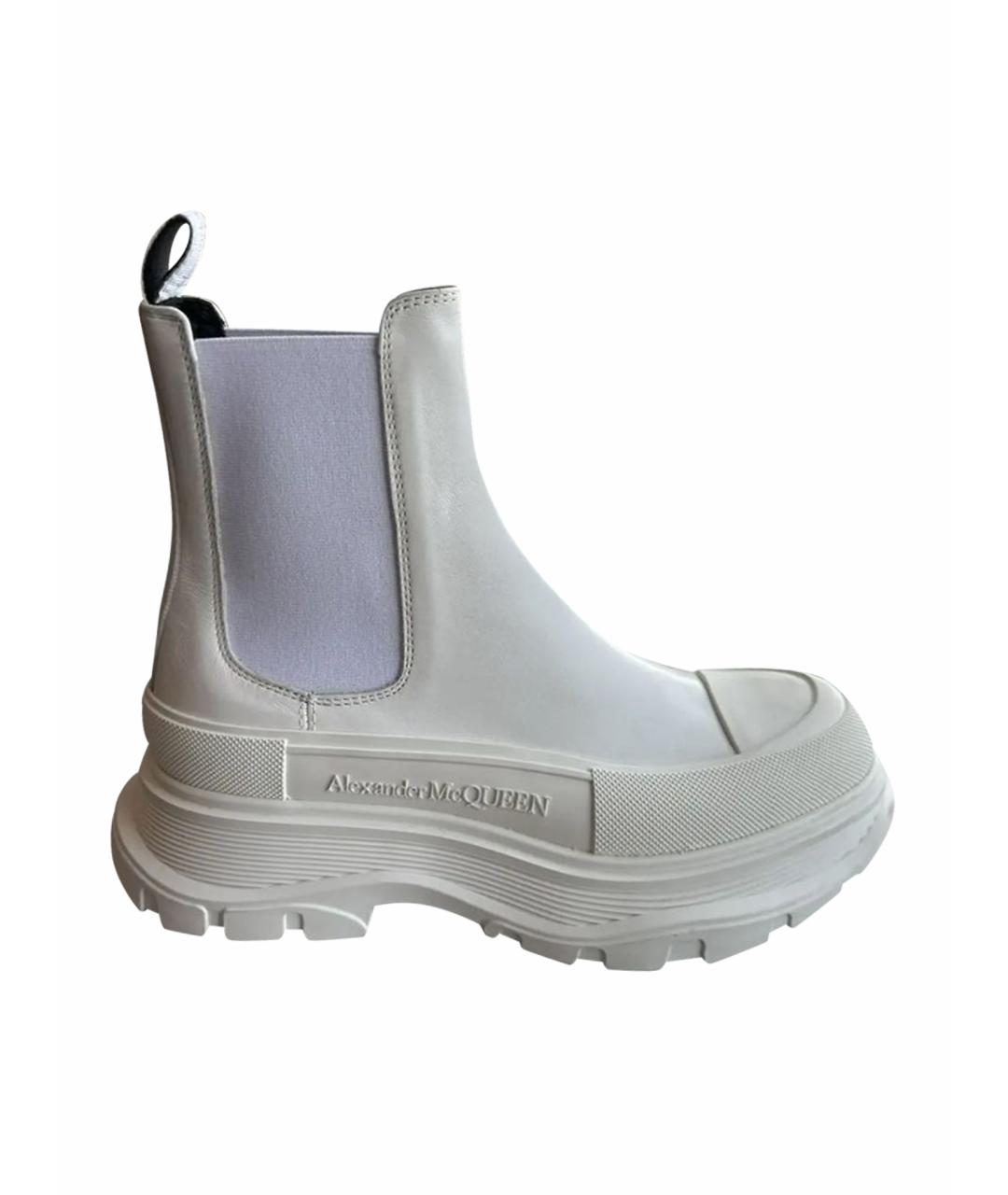 ALEXANDER MCQUEEN Белые кожаные полусапоги, фото 1