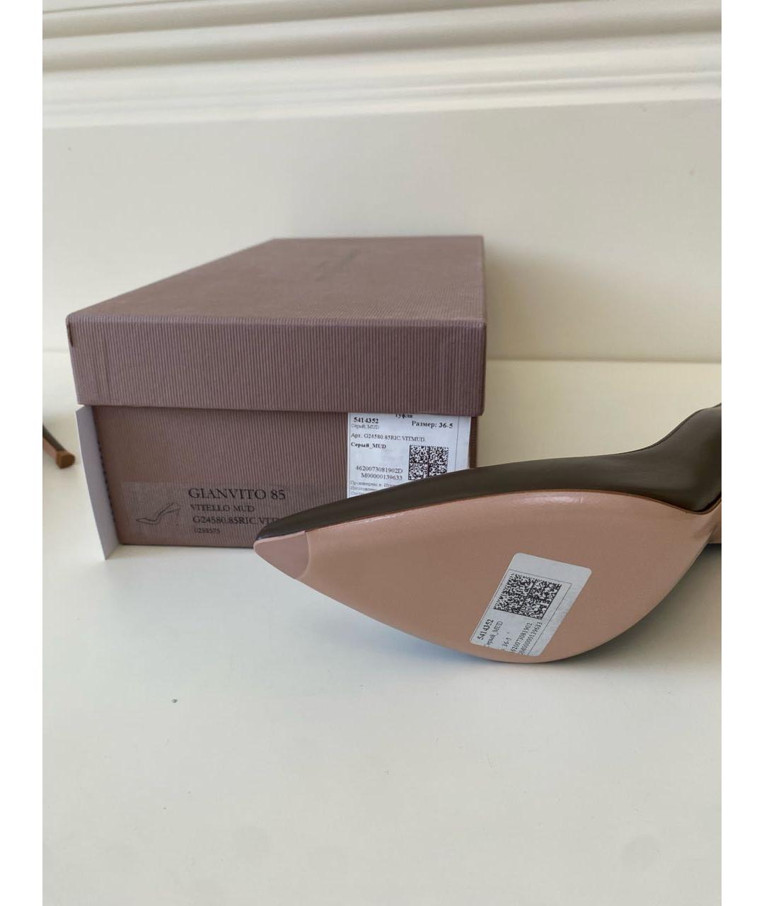 GIANVITO ROSSI Антрацитовые кожаные туфли, фото 8