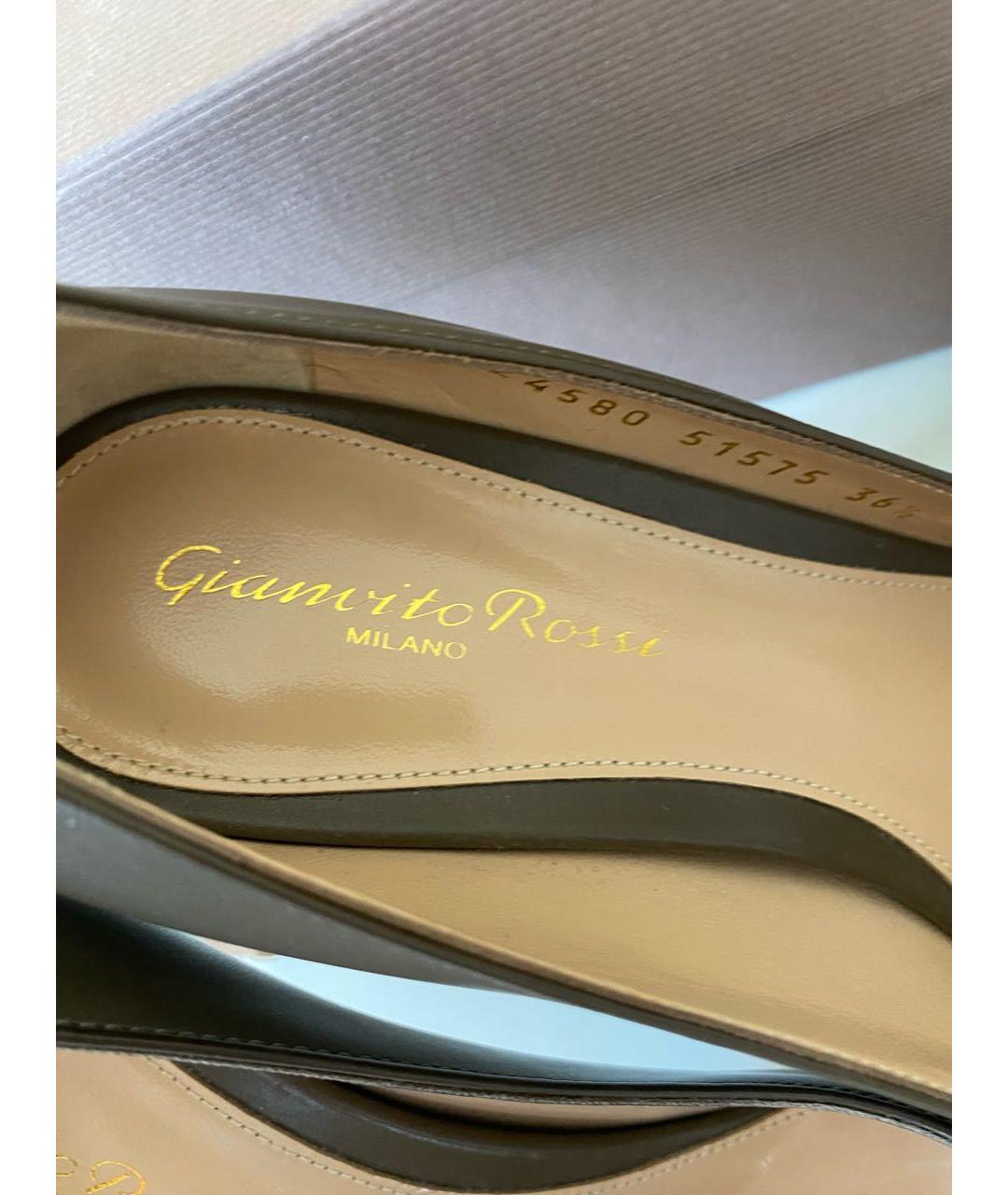 GIANVITO ROSSI Антрацитовые кожаные туфли, фото 7