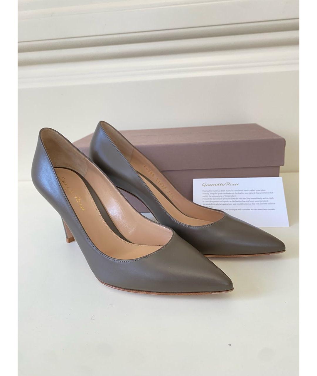 GIANVITO ROSSI Антрацитовые кожаные туфли, фото 4