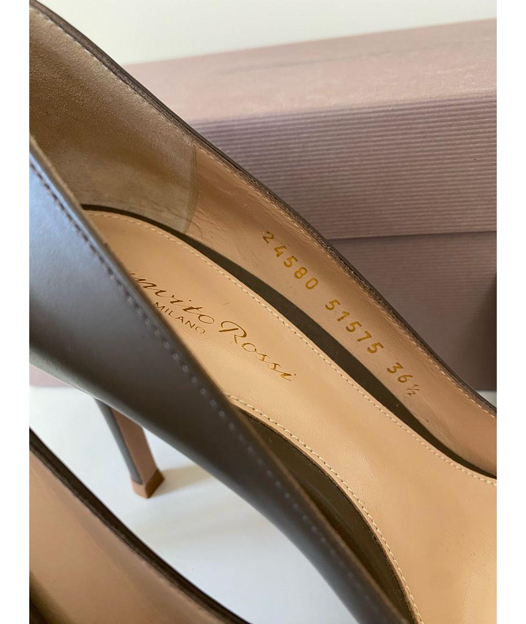 GIANVITO ROSSI Антрацитовые кожаные туфли, фото 6