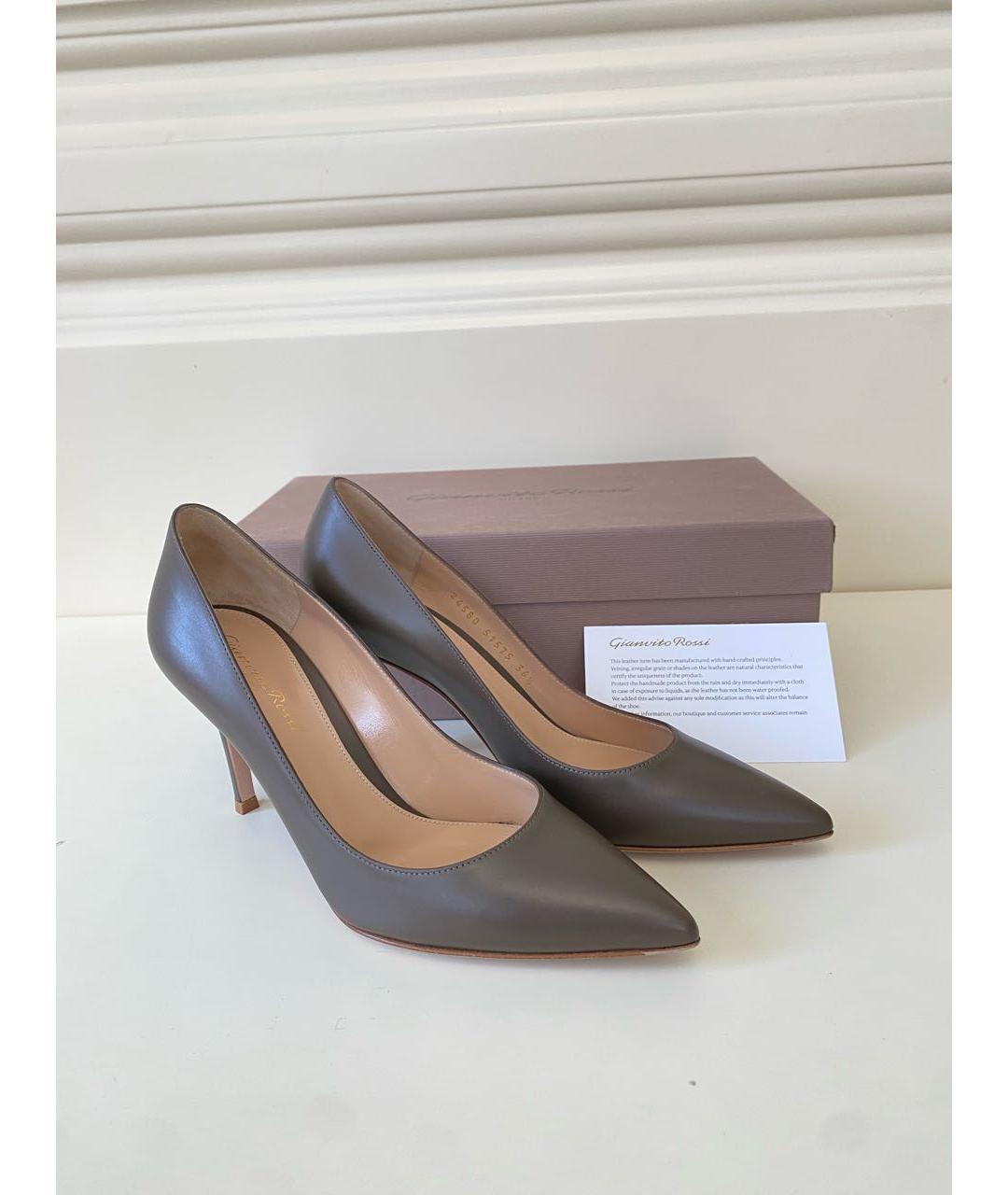 GIANVITO ROSSI Антрацитовые кожаные туфли, фото 3