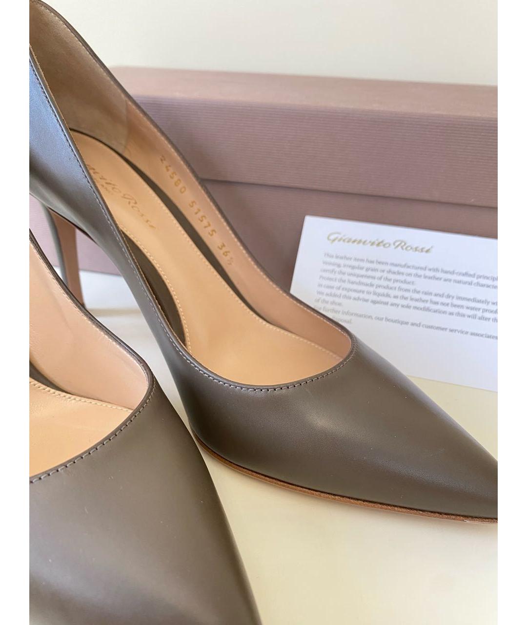 GIANVITO ROSSI Антрацитовые кожаные туфли, фото 5