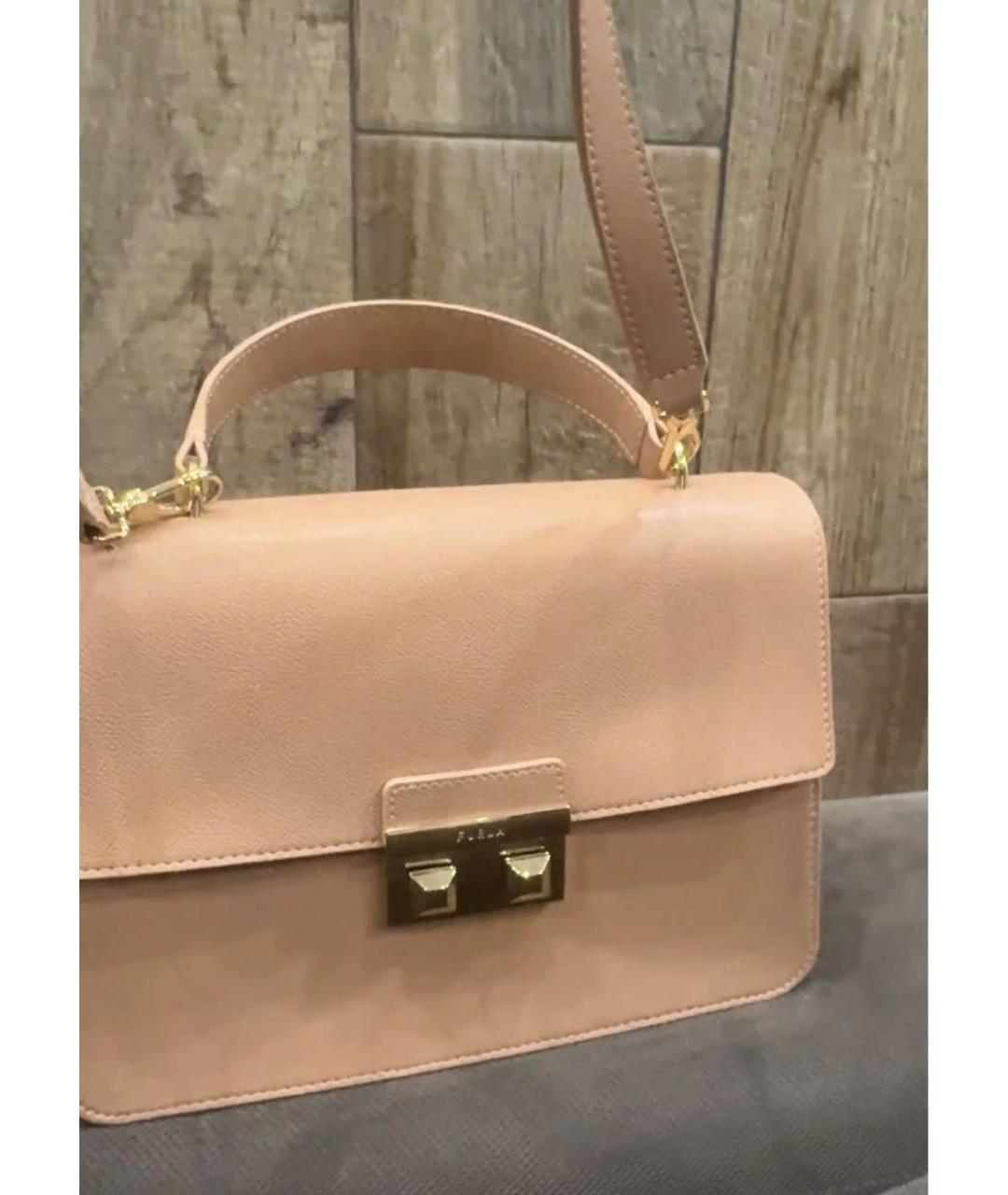 FURLA Бежевая кожаная сумка через плечо, фото 5