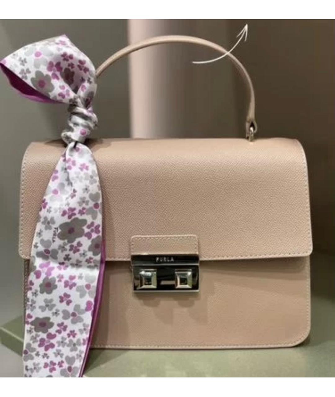 FURLA Бежевая кожаная сумка через плечо, фото 4