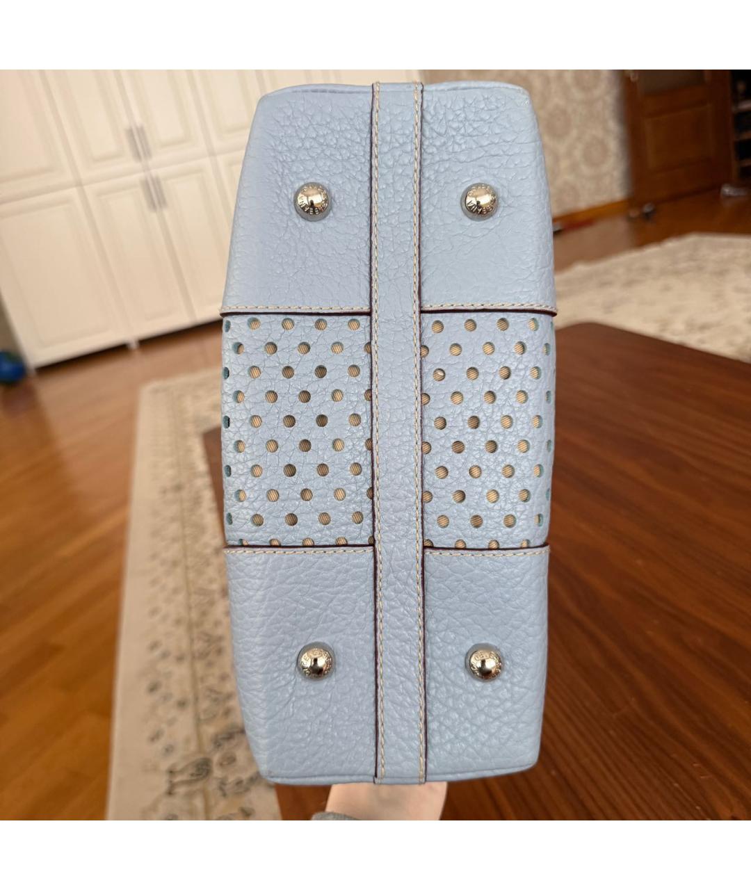 DOLCE&GABBANA Голубая кожаная сумка тоут, фото 6