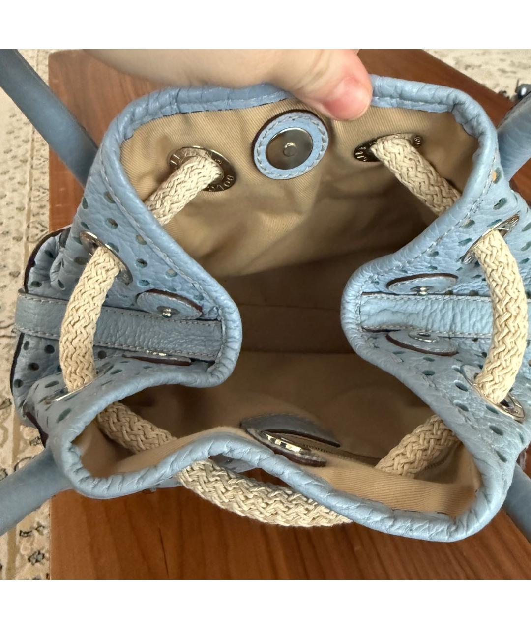 DOLCE&GABBANA Голубая кожаная сумка тоут, фото 3