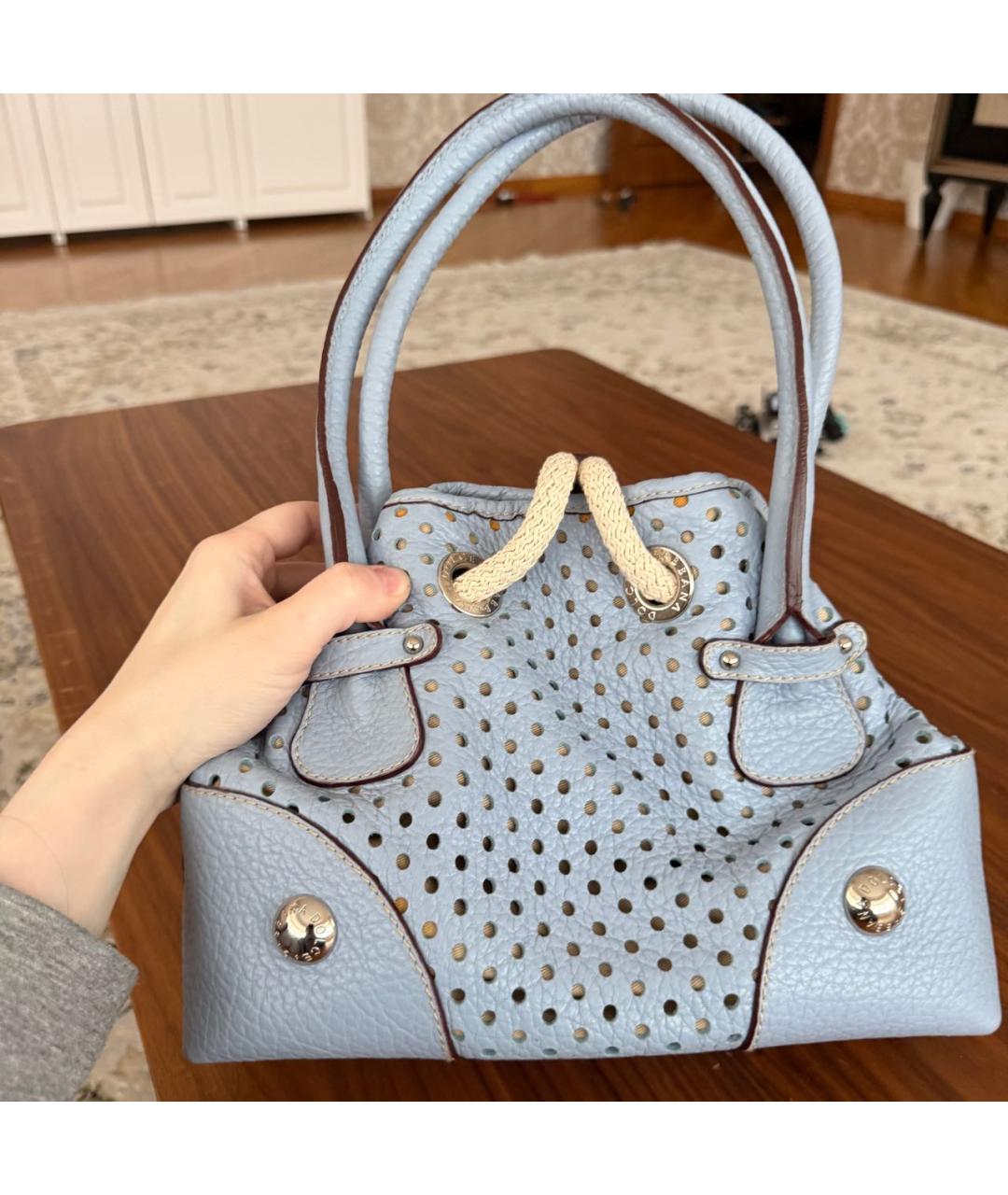 DOLCE&GABBANA Голубая кожаная сумка тоут, фото 4