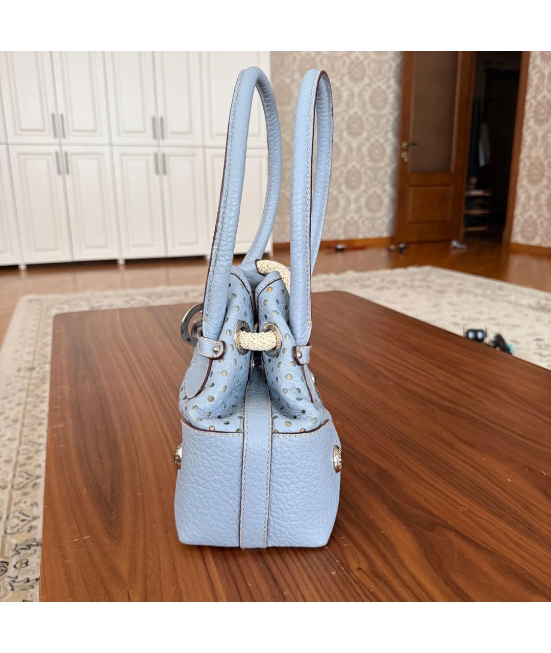DOLCE&GABBANA Голубая кожаная сумка тоут, фото 8