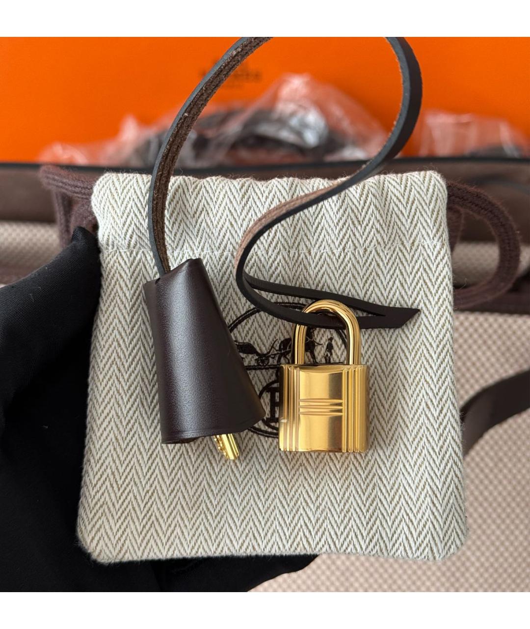 HERMES Коричневая кожаная сумка через плечо, фото 8