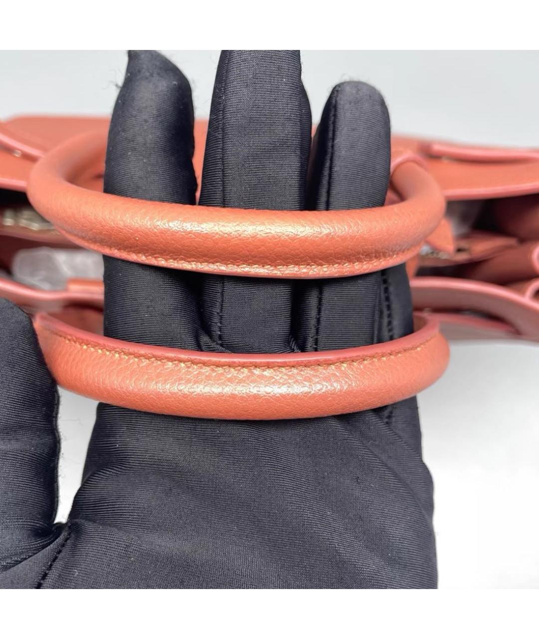 SAINT LAURENT Коралловая кожаная сумка тоут, фото 6