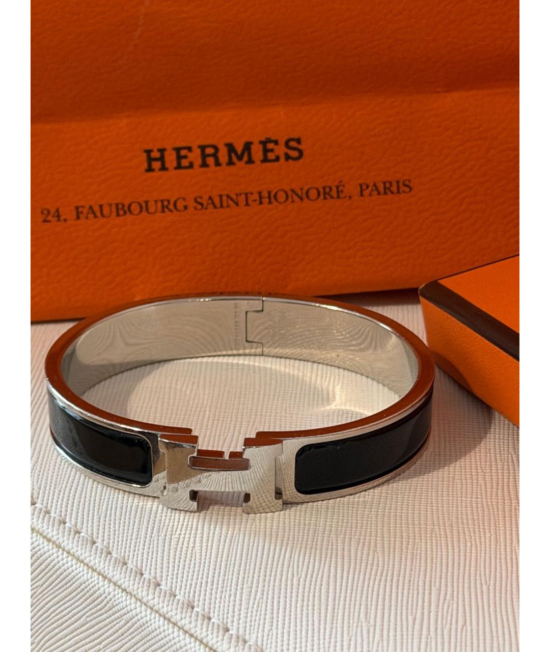 HERMES Черный металлический браслет, фото 2