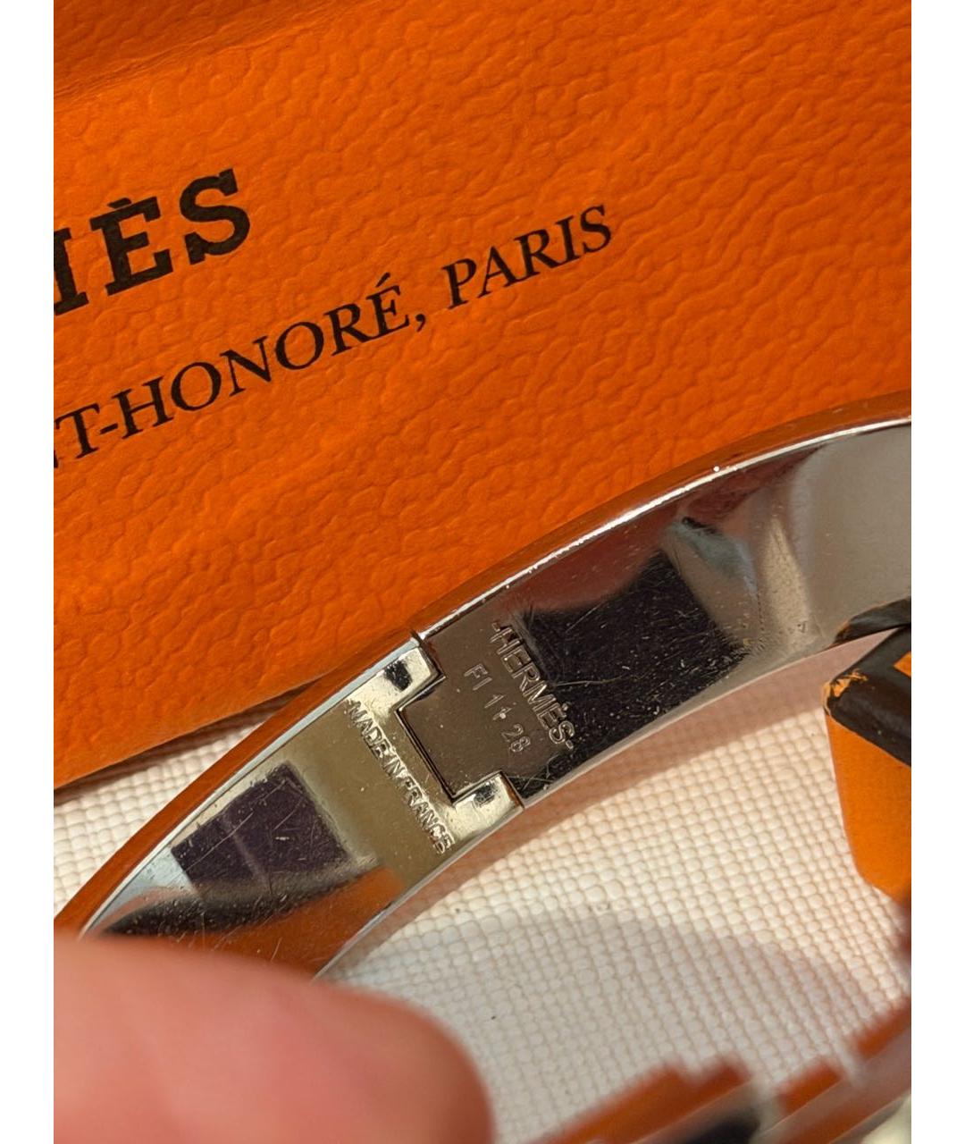 HERMES Черный металлический браслет, фото 4