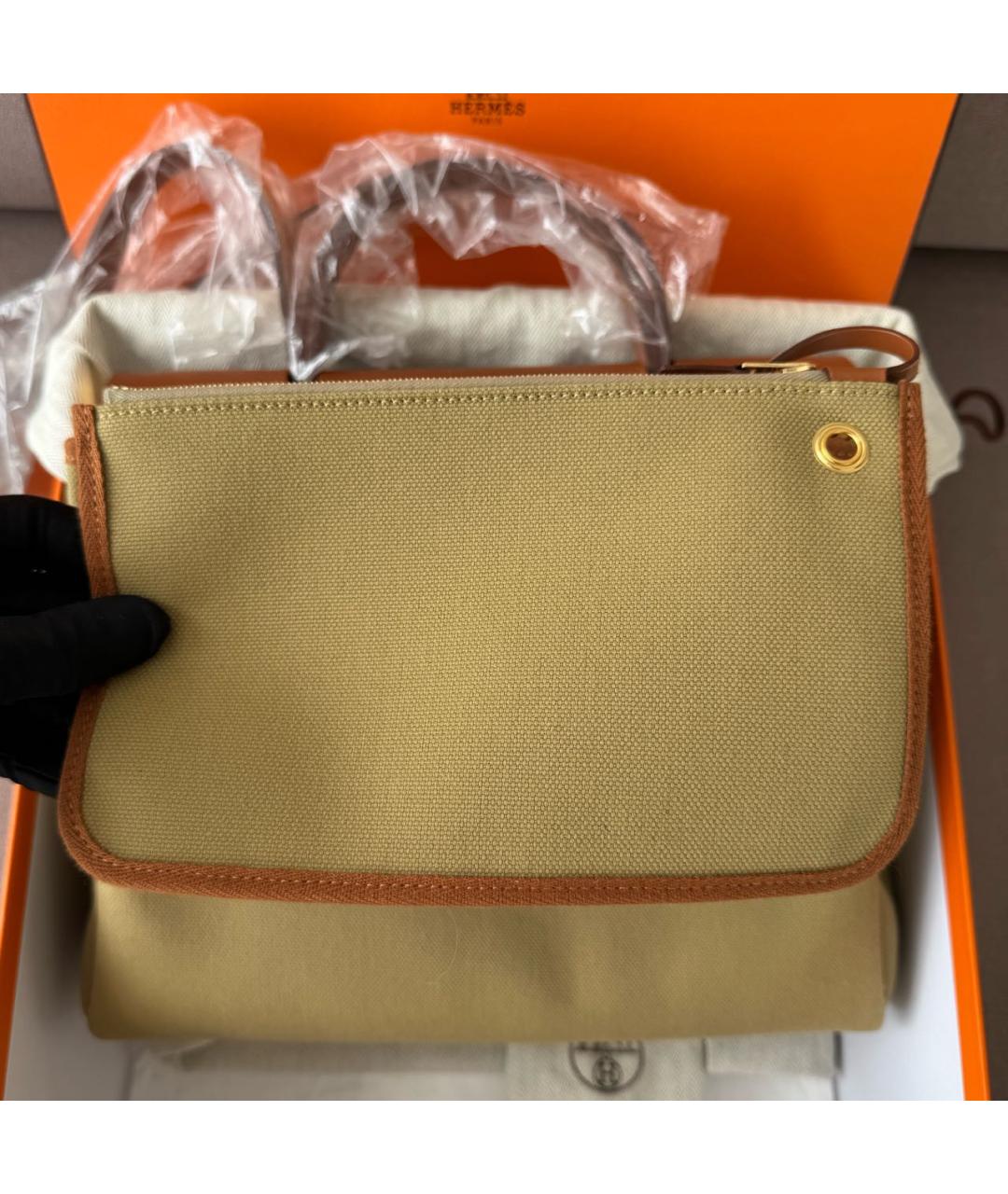 HERMES Горчичная кожаная сумка через плечо, фото 5