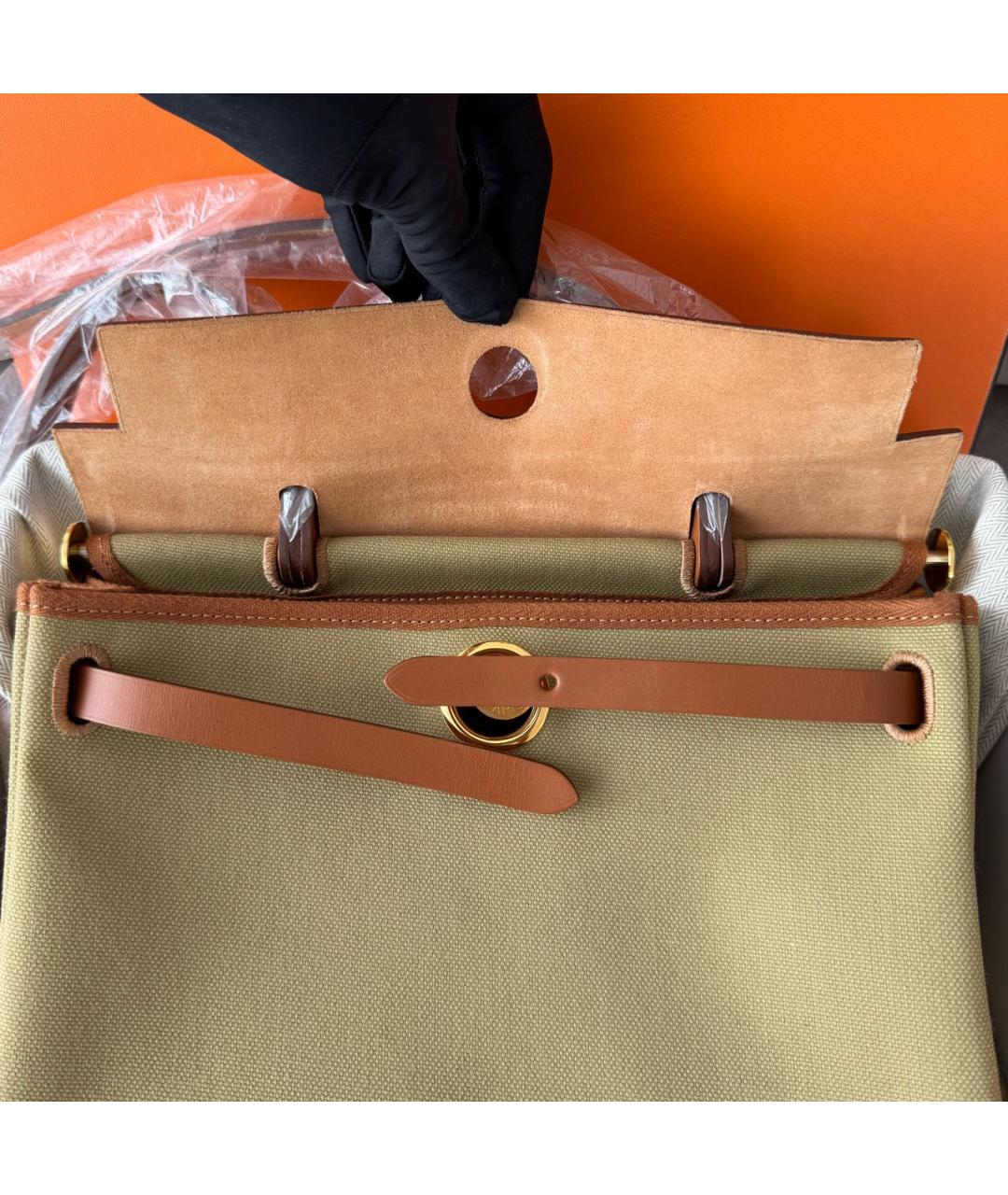 HERMES Горчичная кожаная сумка через плечо, фото 4