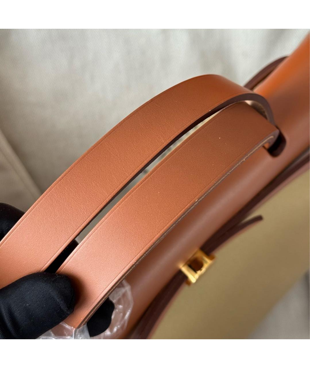 HERMES Горчичная кожаная сумка через плечо, фото 7