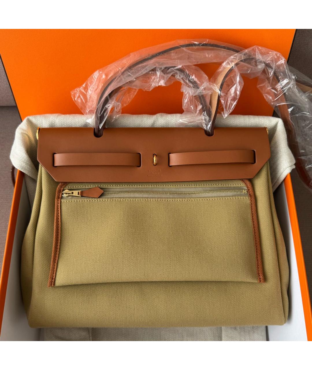 HERMES Горчичная кожаная сумка через плечо, фото 3