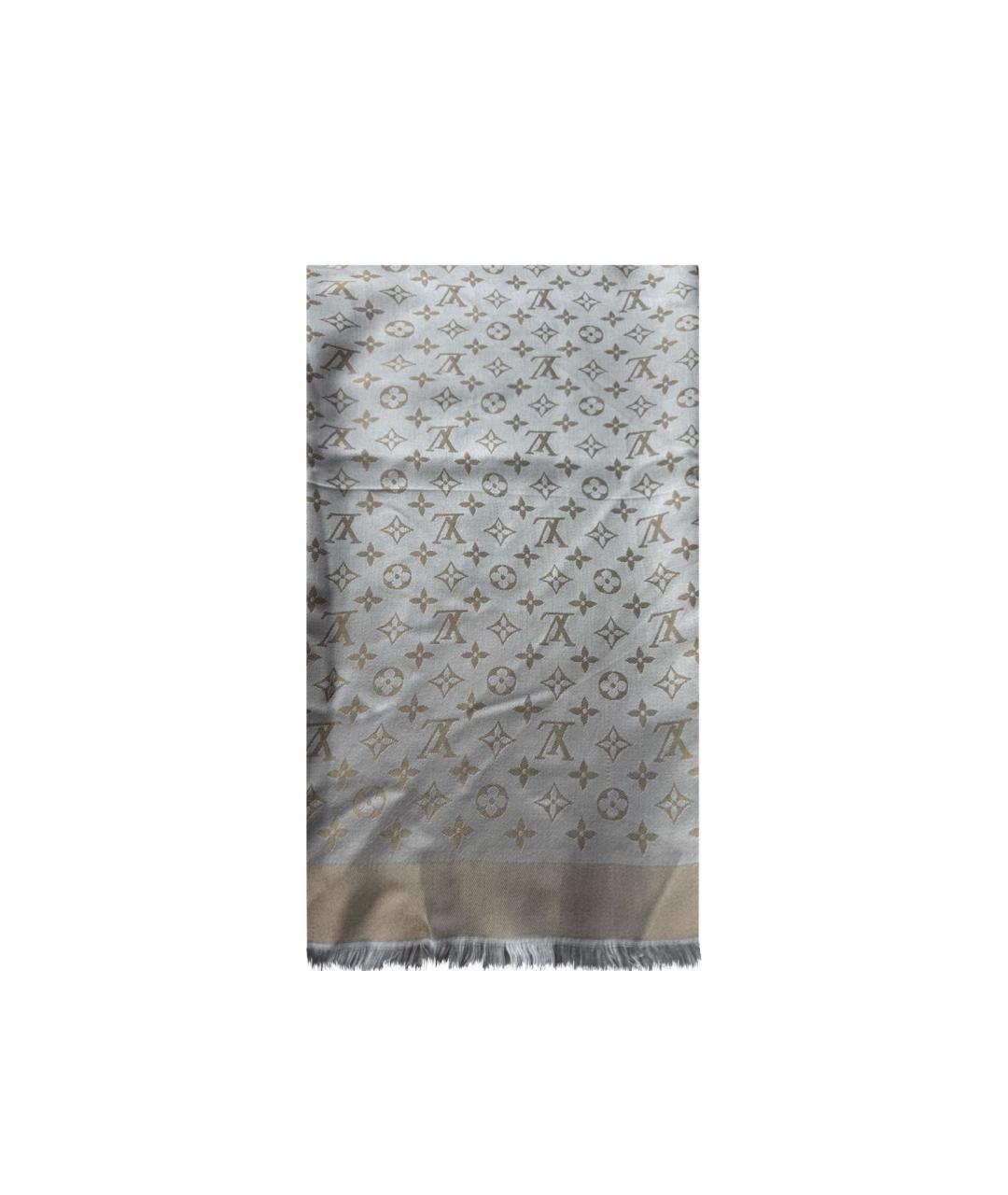 LOUIS VUITTON Бежевый шелковый платок, фото 1