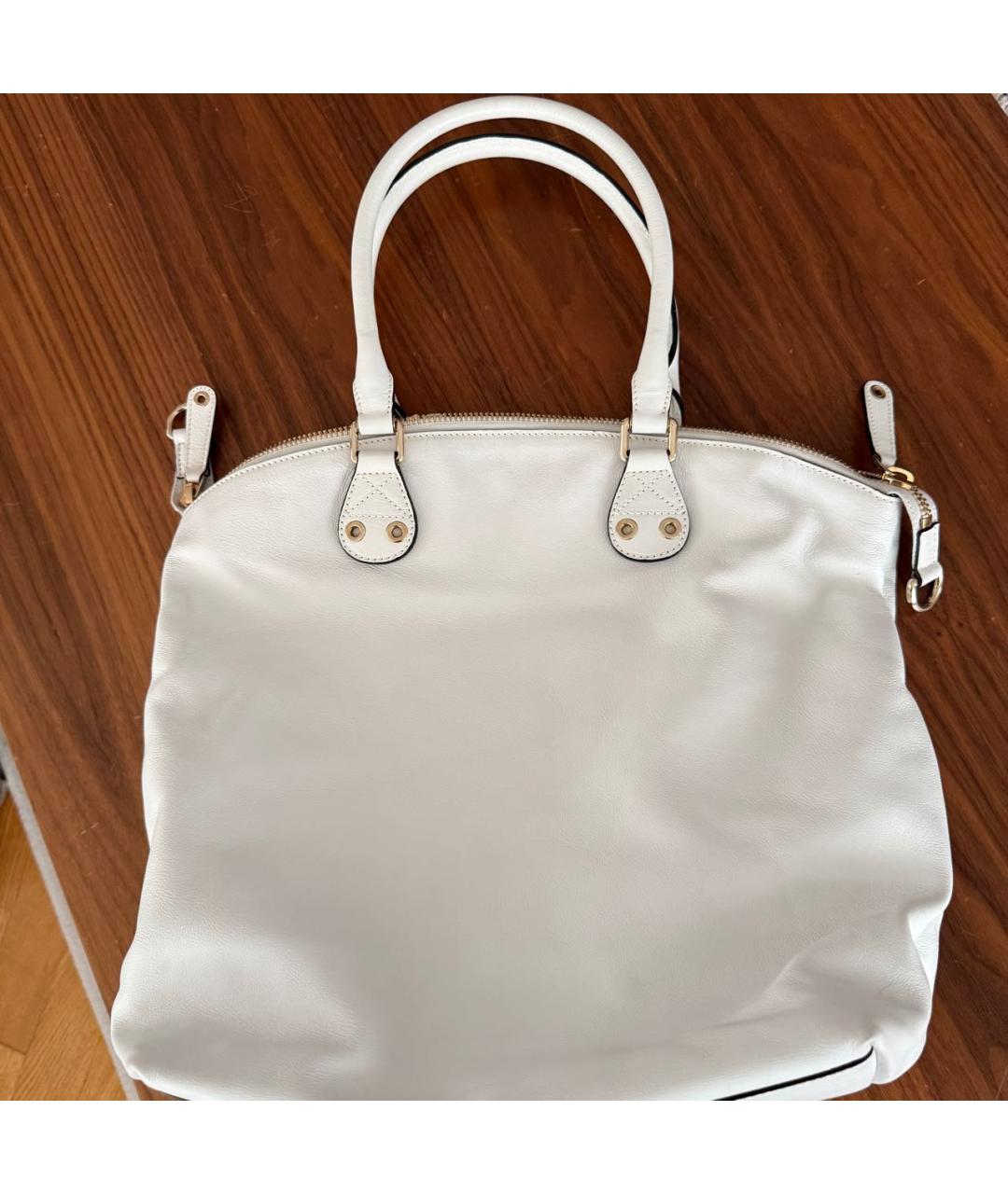 GUCCI Белая кожаная сумка тоут, фото 2