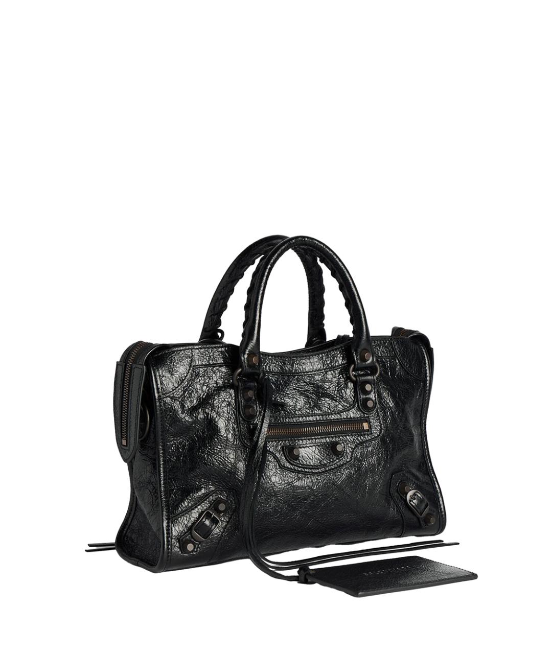 BALENCIAGA Черная кожаная сумка тоут, фото 2