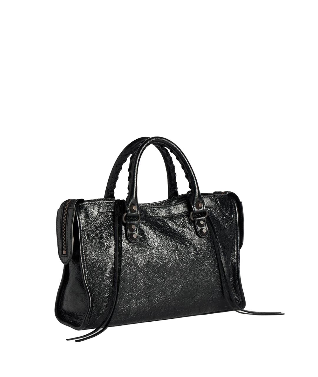 BALENCIAGA Черная кожаная сумка тоут, фото 3