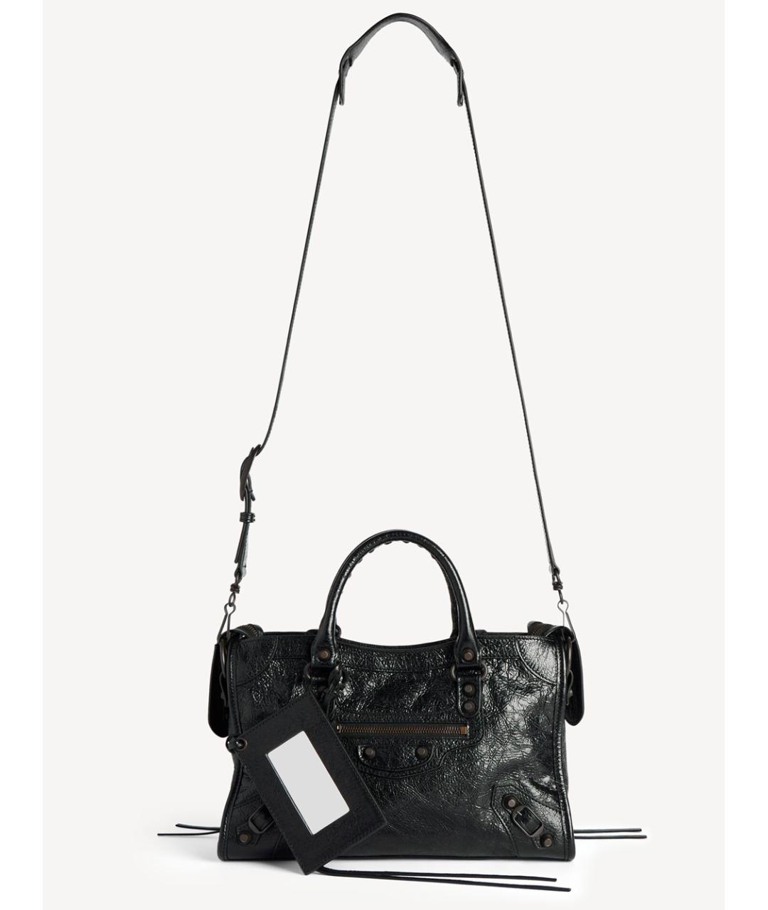 BALENCIAGA Черная кожаная сумка тоут, фото 4