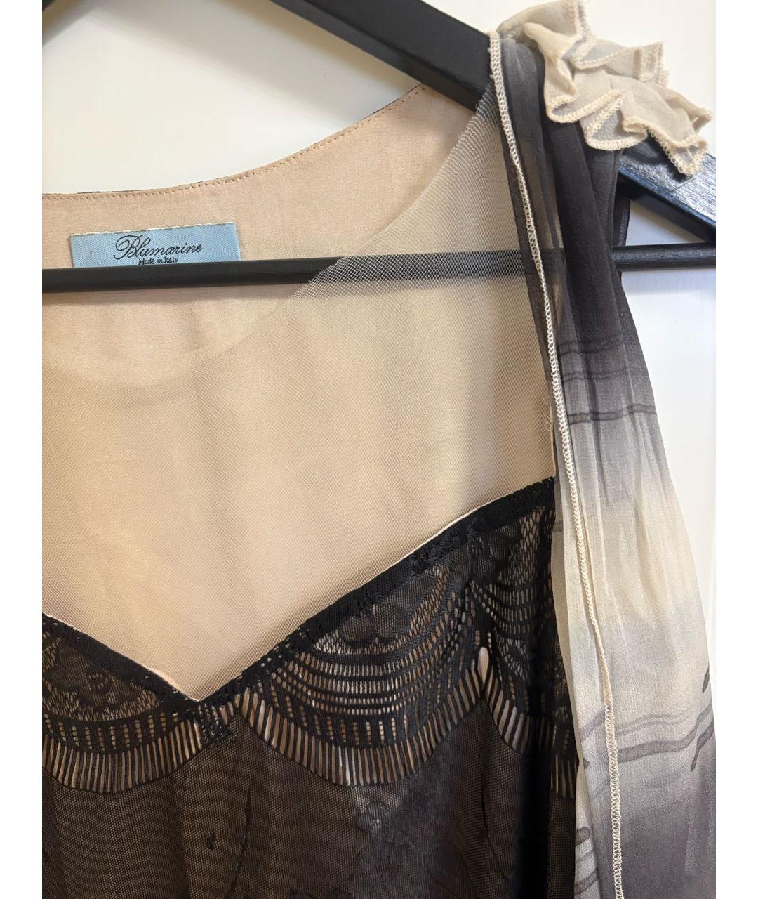 BLUMARINE Антрацитовое шифоновое вечернее платье, фото 4