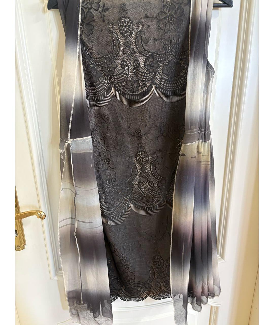 BLUMARINE Антрацитовое шифоновое вечернее платье, фото 6