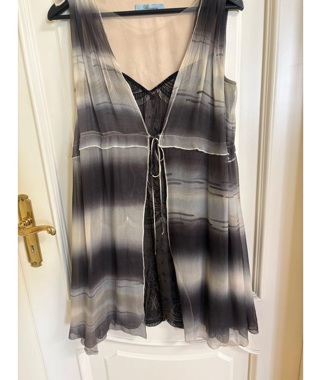 BLUMARINE Антрацитовое шифоновое вечернее платье, фото 9