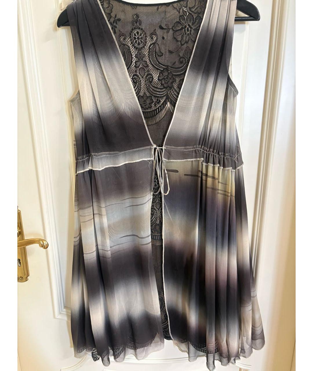 BLUMARINE Антрацитовое шифоновое вечернее платье, фото 2