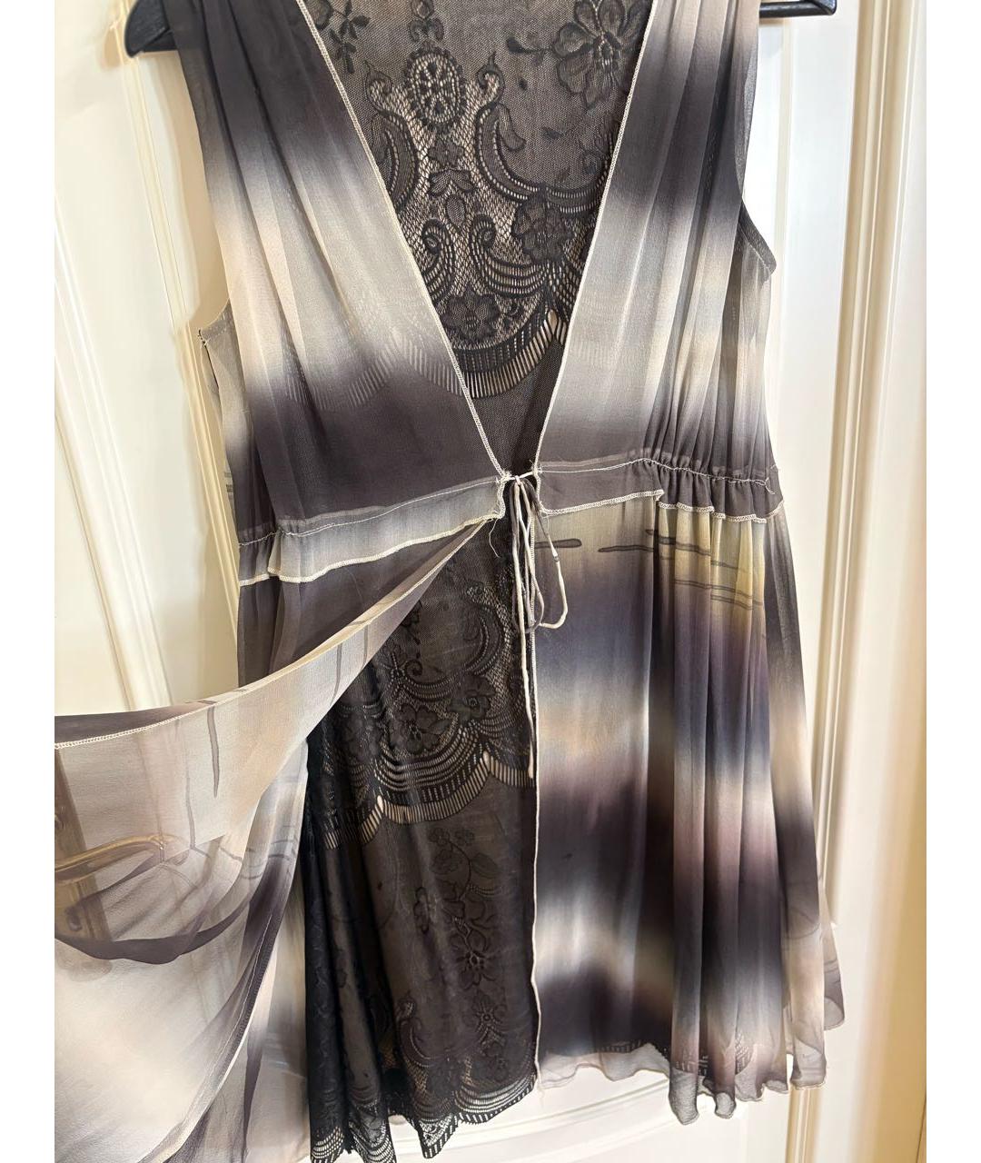 BLUMARINE Антрацитовое шифоновое вечернее платье, фото 5