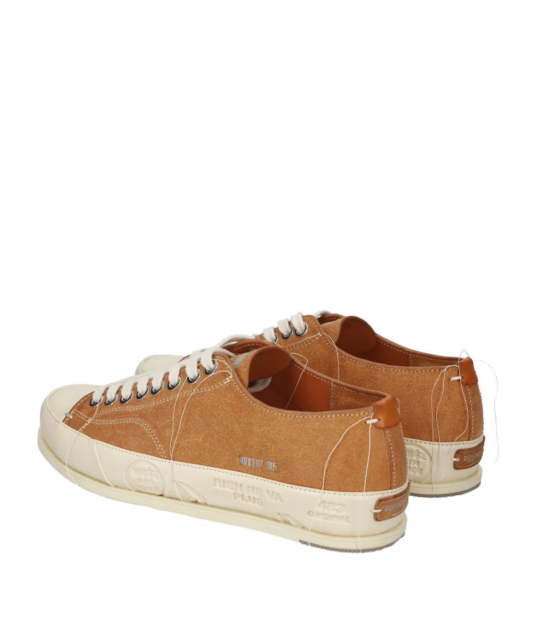 PREMIATA Коричневые кожаные низкие кроссовки / кеды, фото 3