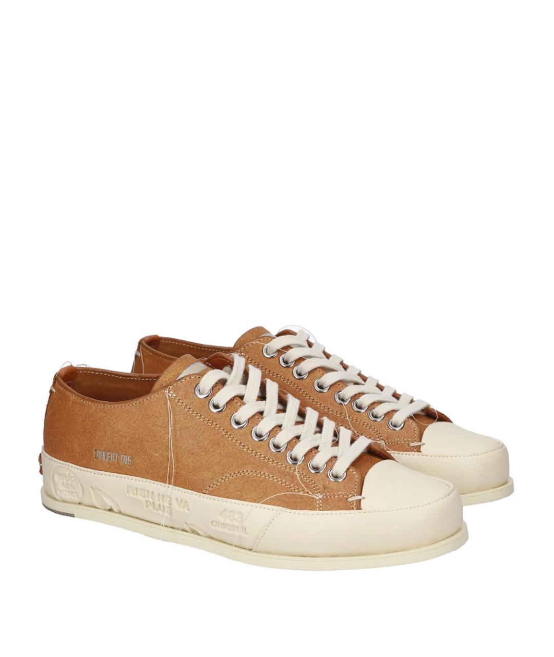 PREMIATA Коричневые кожаные низкие кроссовки / кеды, фото 2
