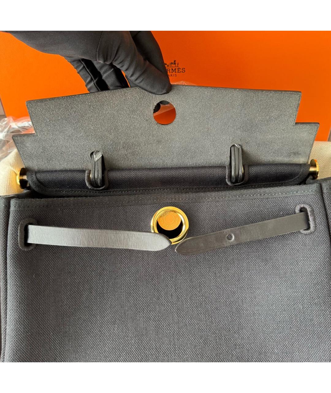 HERMES Черная кожаная сумка через плечо, фото 4