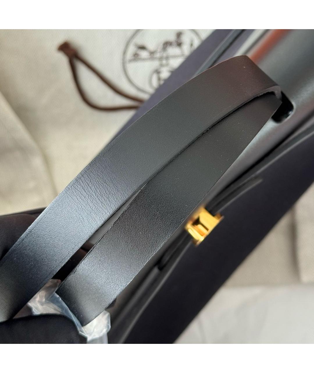 HERMES Черная кожаная сумка через плечо, фото 7
