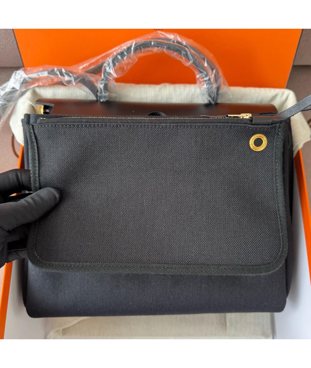 HERMES Черная кожаная сумка через плечо, фото 5