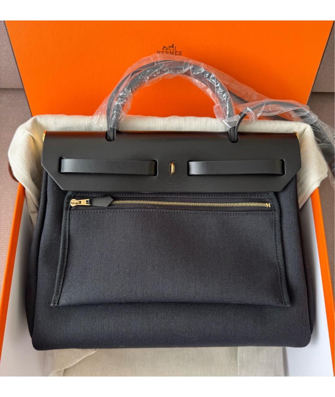 HERMES Черная кожаная сумка через плечо, фото 3