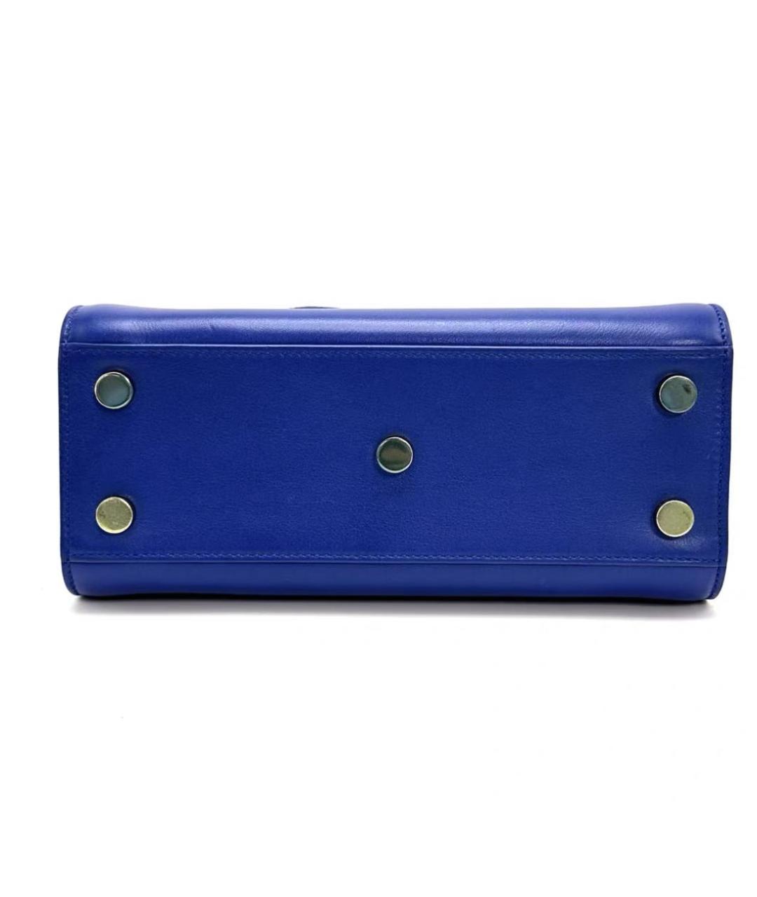 SAINT LAURENT Синяя кожаная сумка тоут, фото 5