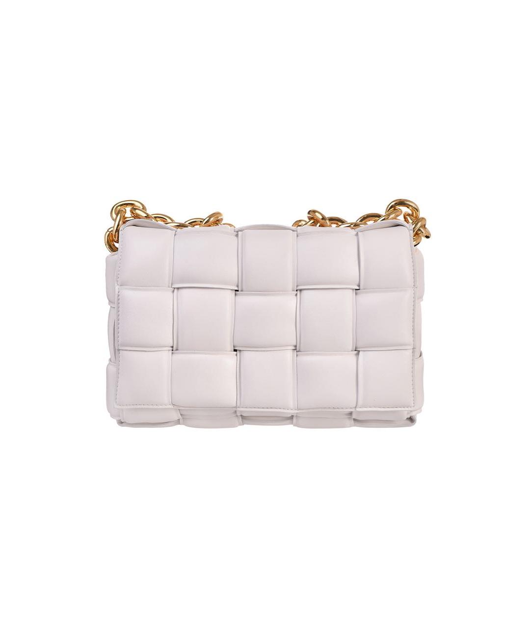 BOTTEGA VENETA Белая кожаная сумка через плечо, фото 4